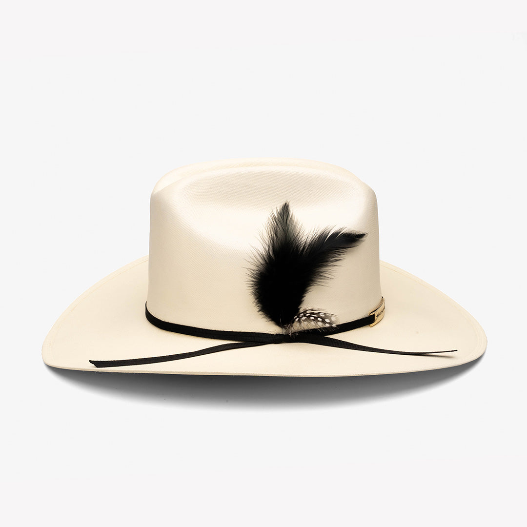 Sombrero Lona Fina Americana Pluma Negra – vista lateral