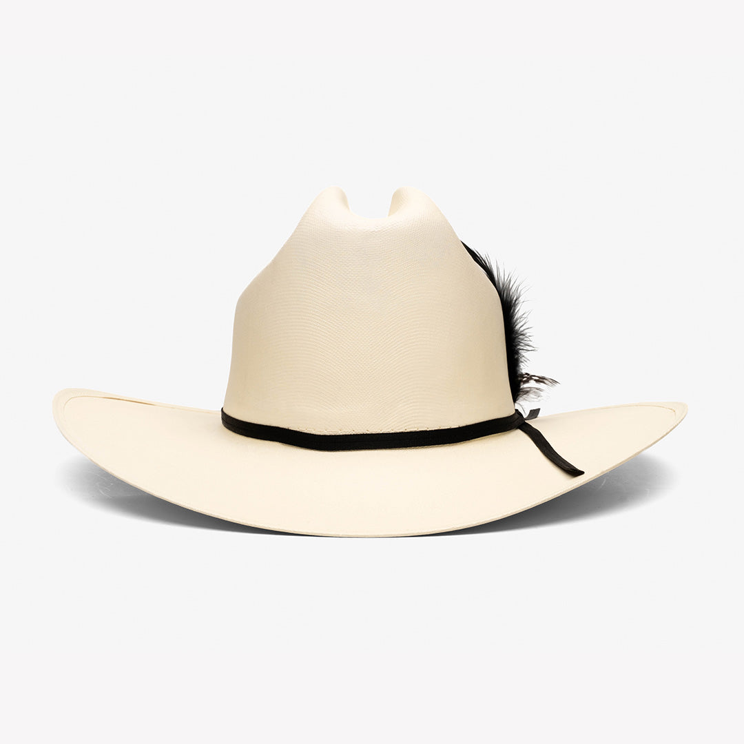Sombrero Lona Fina Americana Pluma Negra – vista de frente