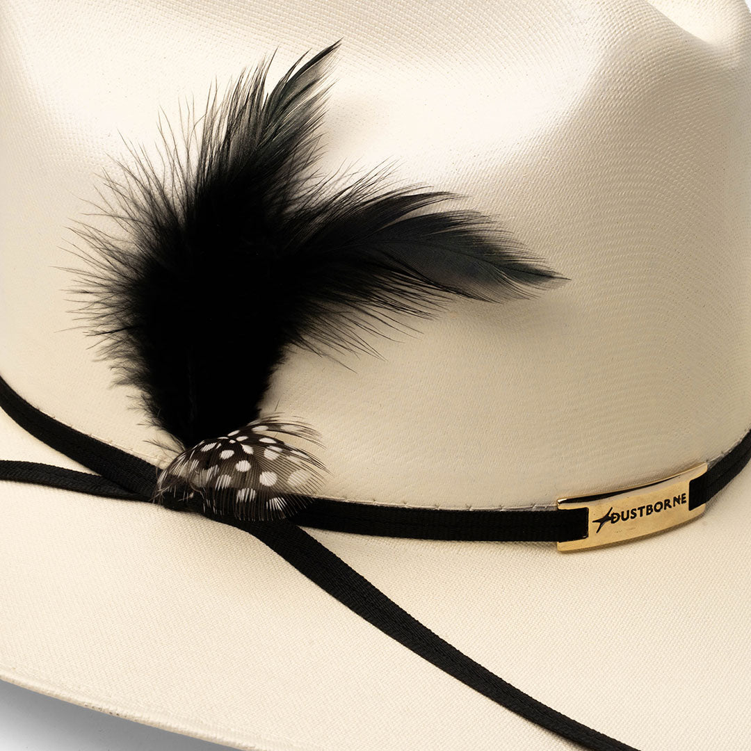 Sombrero Lona Fina Americana Pluma Negra – detalle de la toquilla