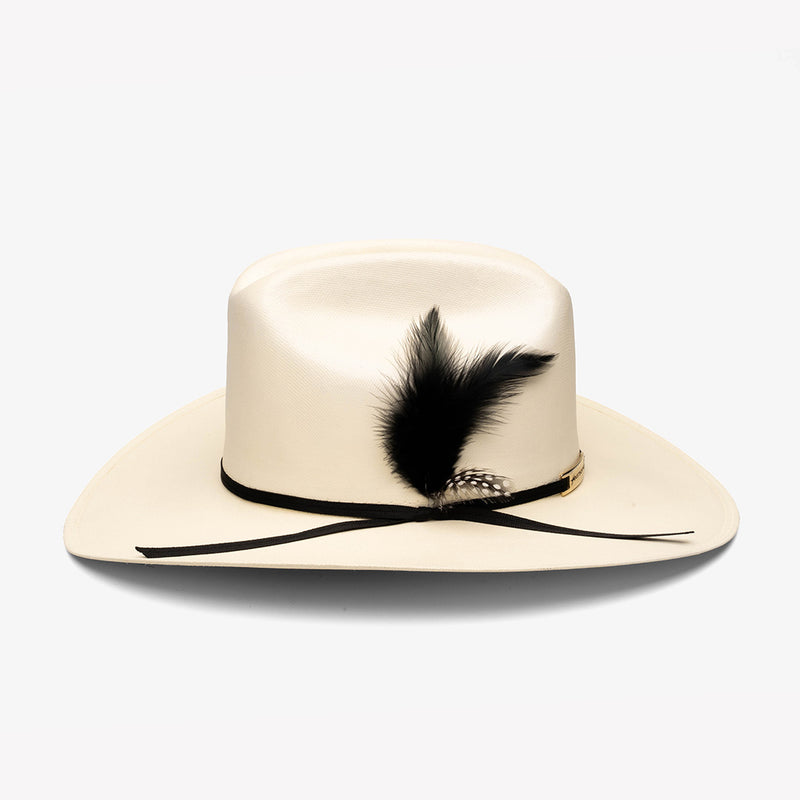 Sombrero Lona Fina Americana Pluma Negra – vista lateral