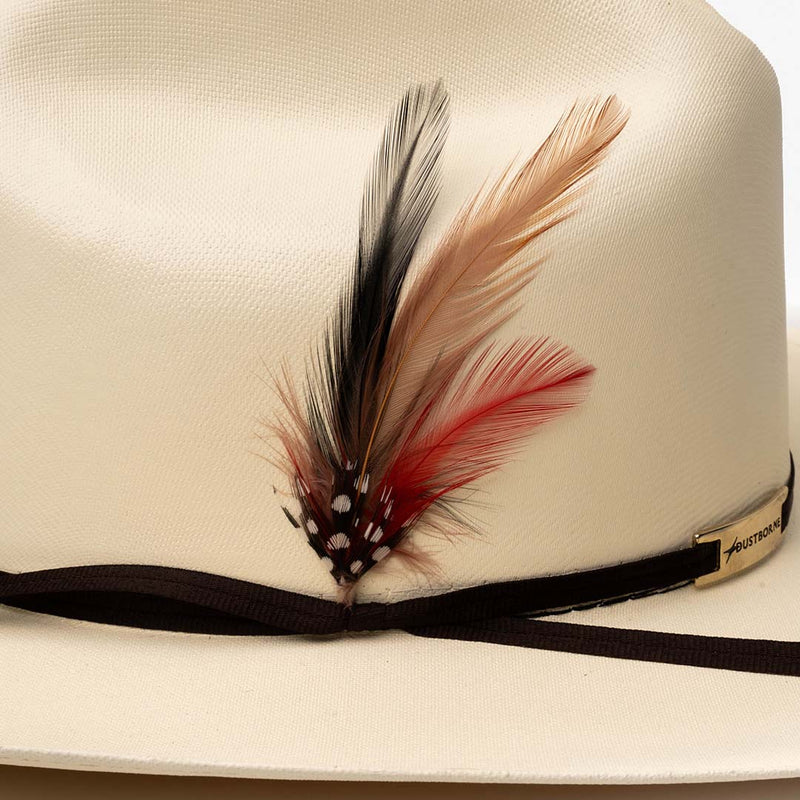 Sombrero Lona Fina Americana Pluma Roja – detalle de la toquilla